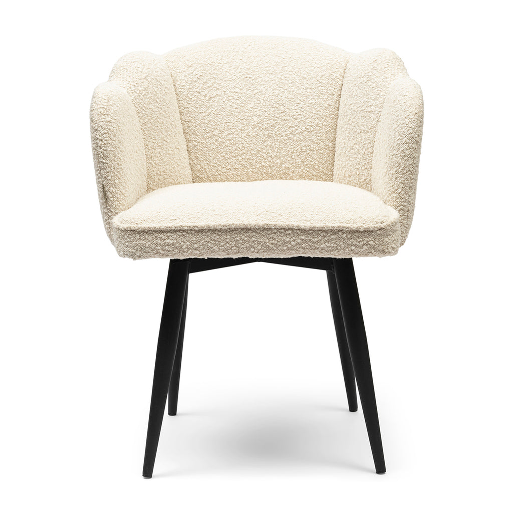 Rivièra Maison Draaibare Eetkamerstoel Dauphine White Sand Bouclé