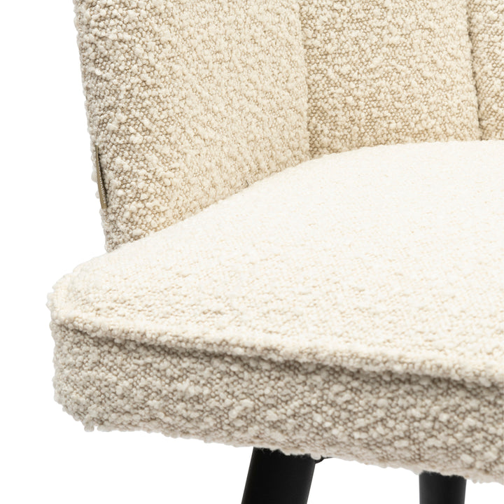 Rivièra Maison Draaibare Eetkamerstoel Dauphine White Sand Bouclé