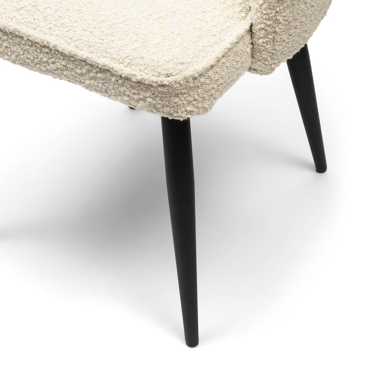 Rivièra Maison Draaibare Eetkamerstoel Dauphine White Sand Bouclé