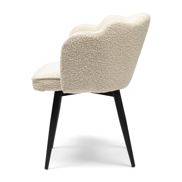 Rivièra Maison Draaibare Eetkamerstoel Dauphine White Sand Bouclé