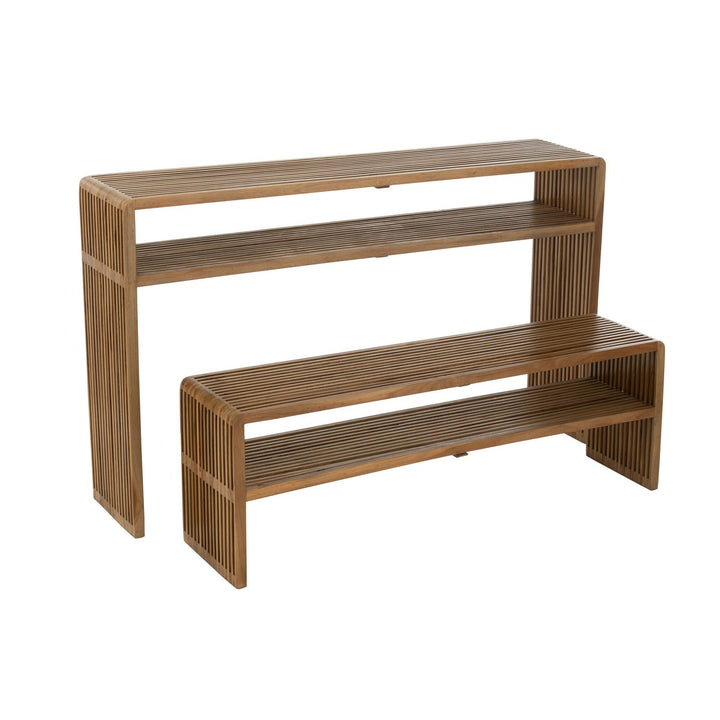 J-Line Set Van 2 Console Met Schap Gerecycleerd Teak Naturel