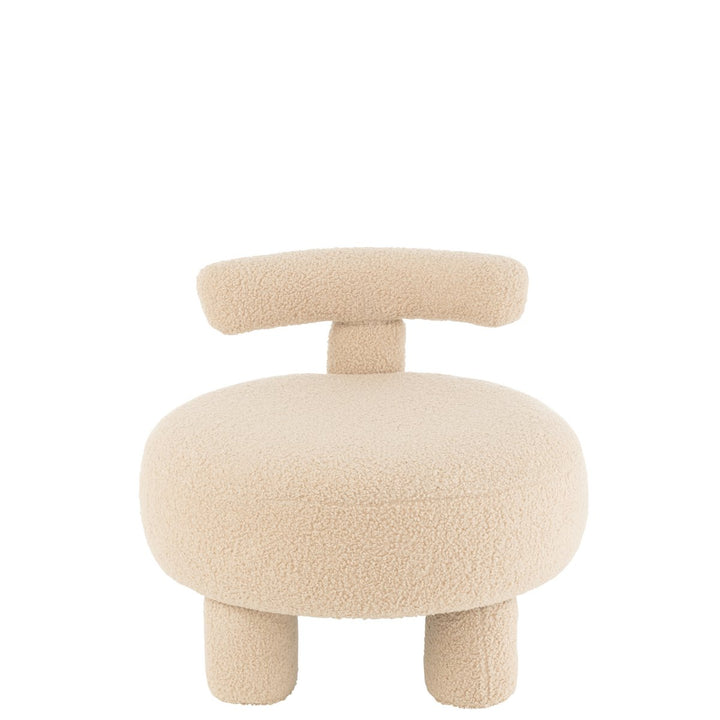 J-Line Pouf Round mit Rückenlehne Bouclé Warm Beige