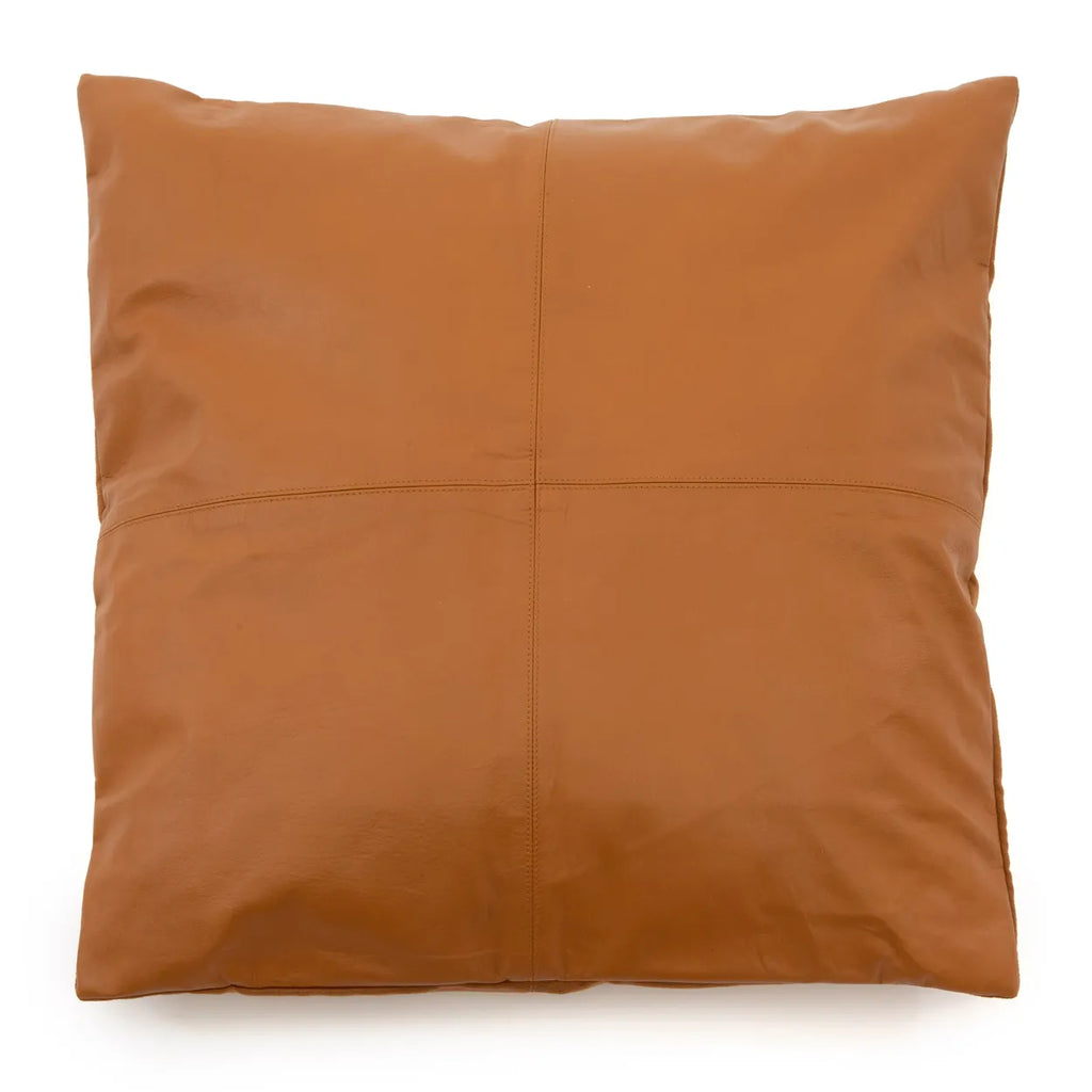 De Four Panel Leather Kussenhoes - Camel - 60x60