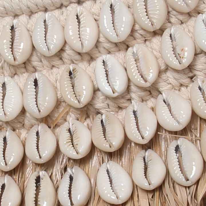 The Raffia Cowrie Mirror - Natural White