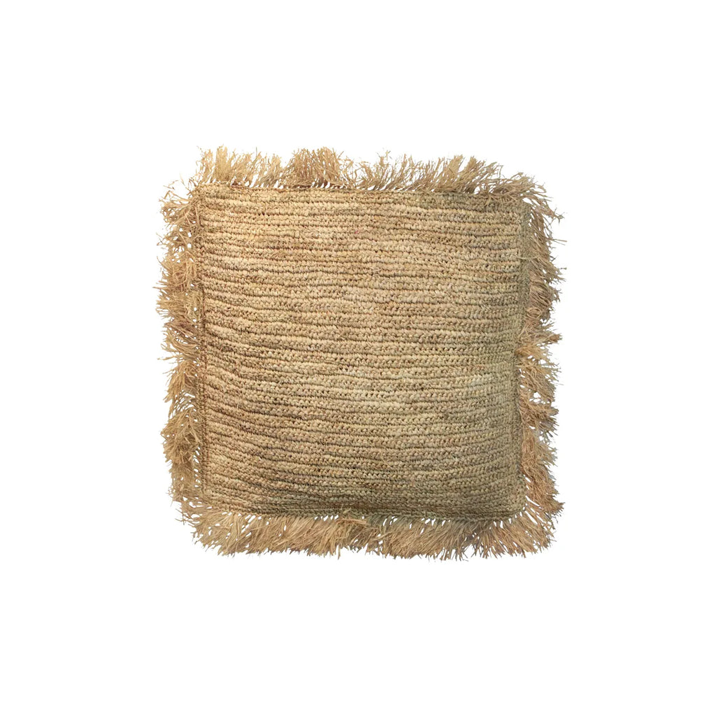 De Raffia Kussenhoes - Vierkant Naturel