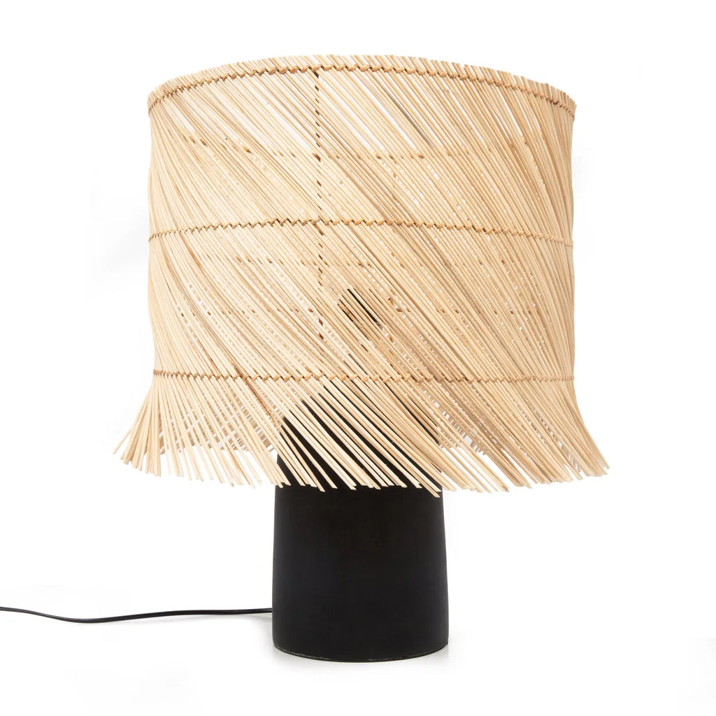 Die Rattan-Tischlampe – Schwarz Natur