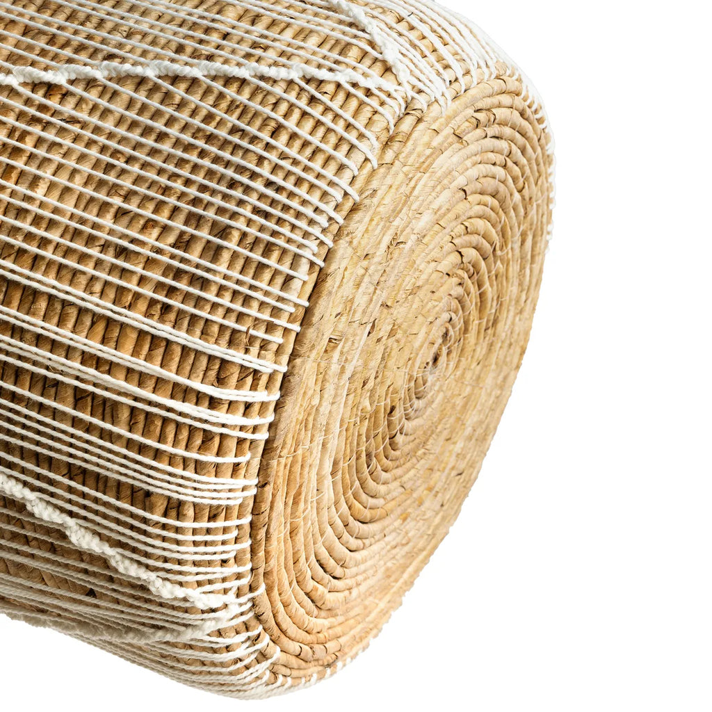 De Straight Stitched Macrame Mand - Naturel Wit - M