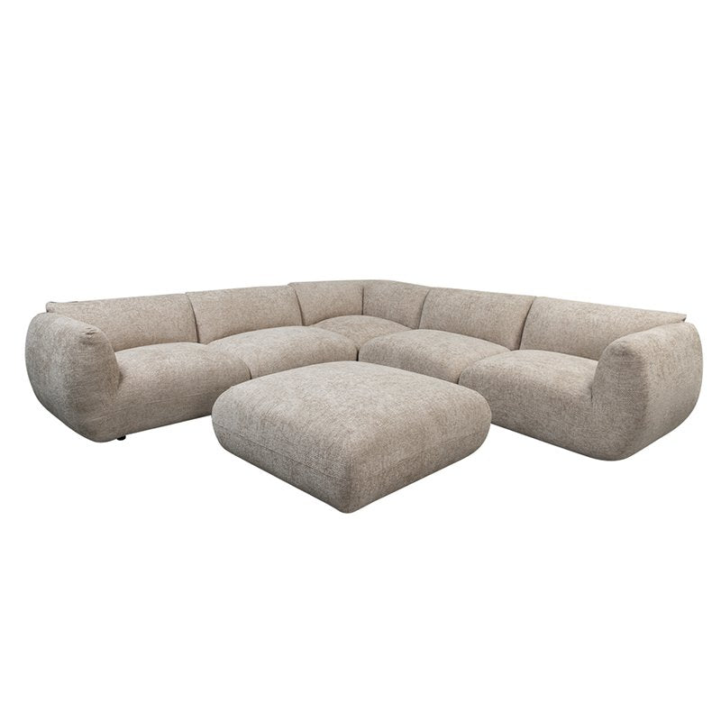 Sofa Amsterdam 6-Sitzer Ecksofa + Ottomane Sofa Latte