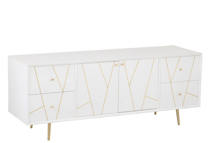 J-Line Dressoir lijnen wit/goud