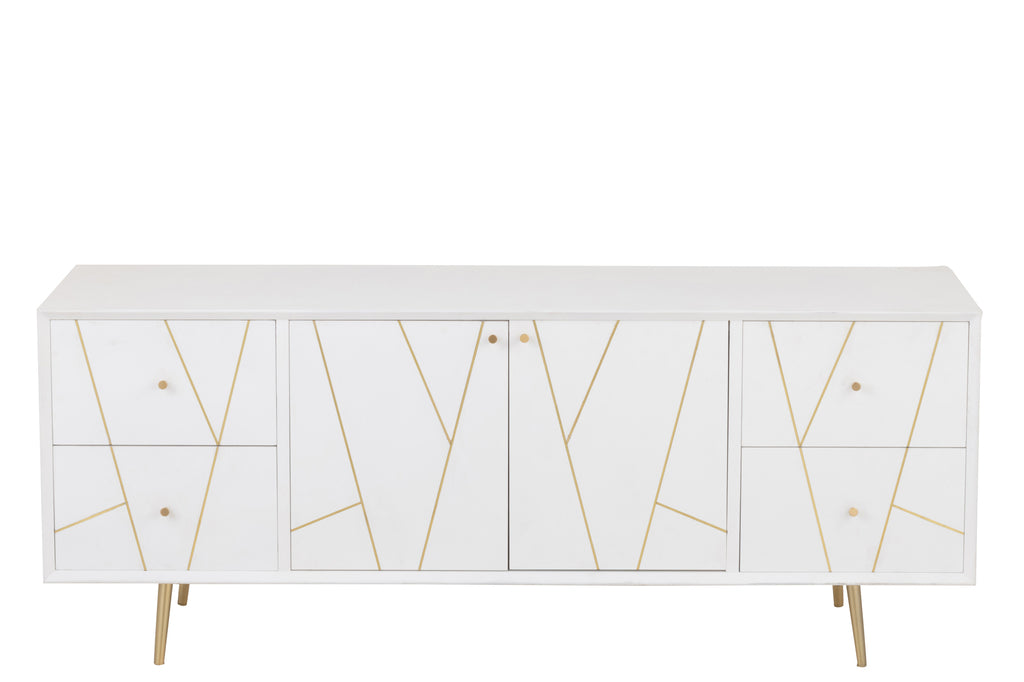 J-Line Dressoir lijnen wit/goud