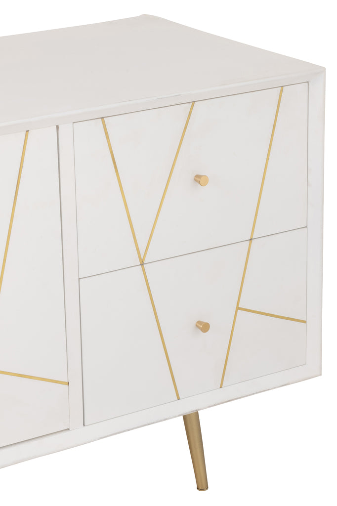 J-Line Dressoir lijnen wit/goud