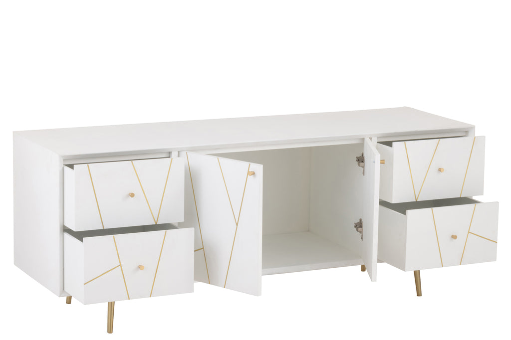 J-Line Dressoir lijnen wit/goud