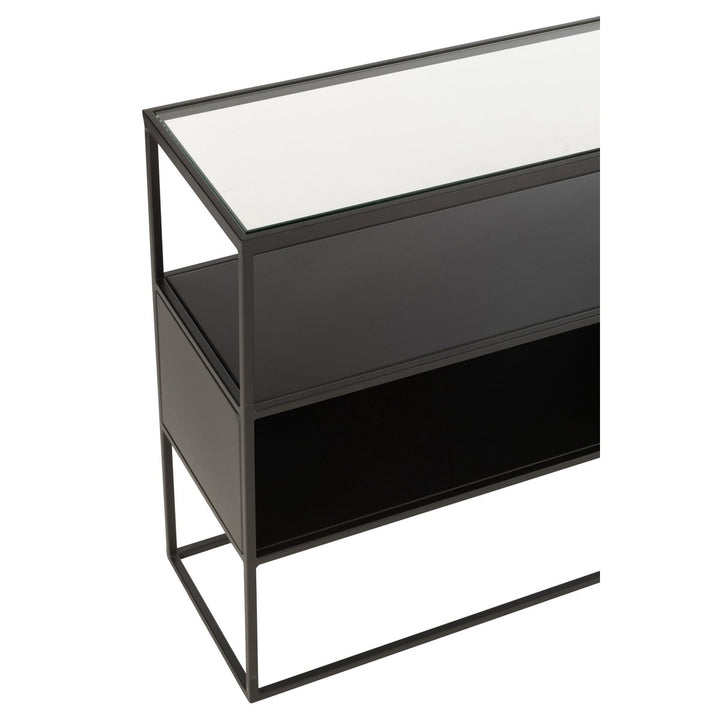 J-Line Console Vierkant Metaal Glas Zwart