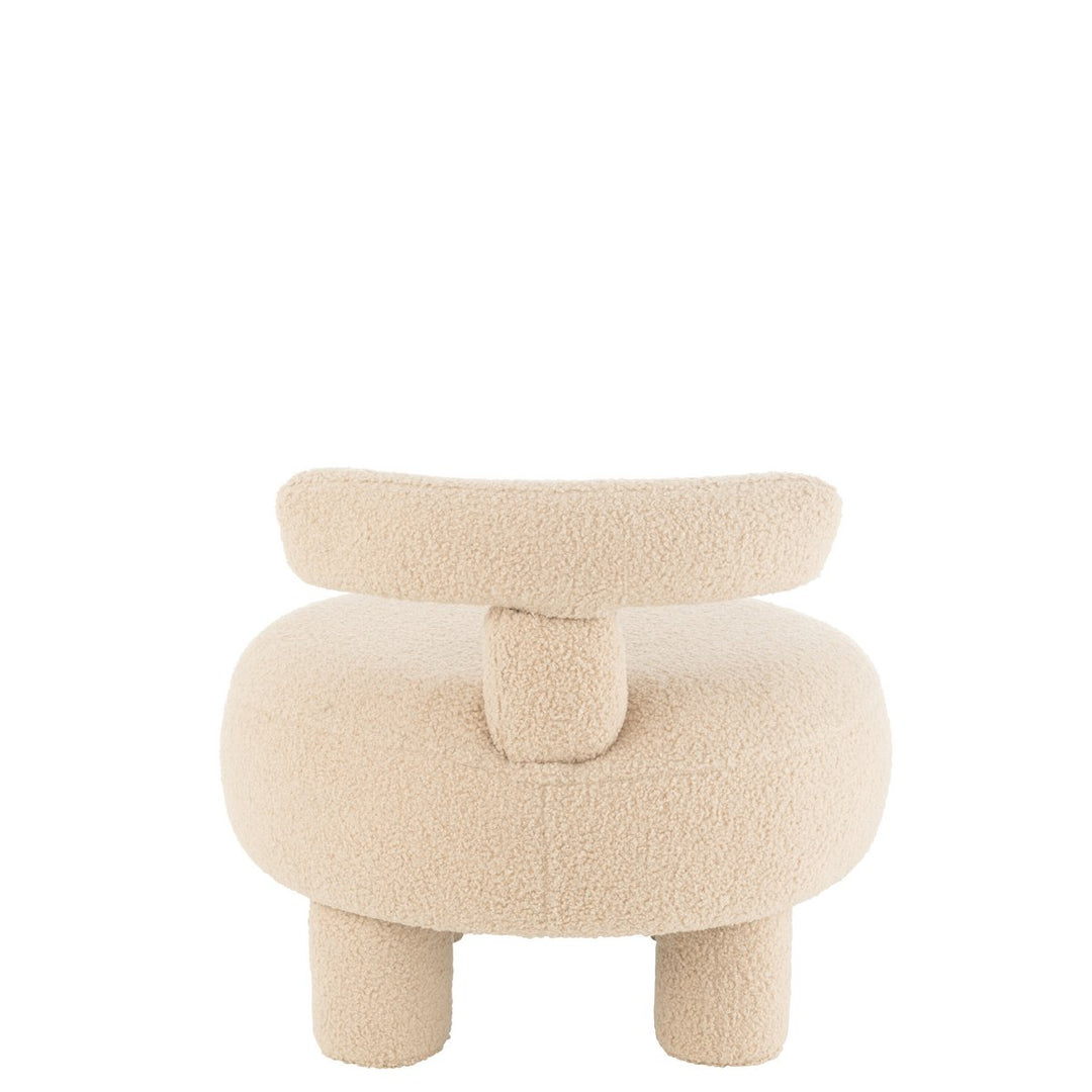 J-Line Pouf Round mit Rückenlehne Bouclé Warm Beige