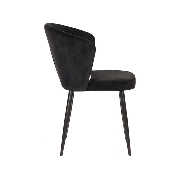 LABEL51 Set of 2 Dining Chair Wave Black Velvet