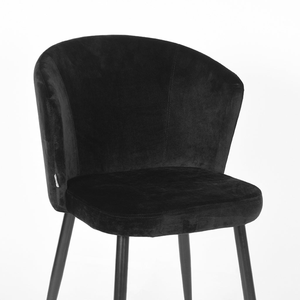 LABEL51 Set of 2 Dining Chair Wave Black Velvet