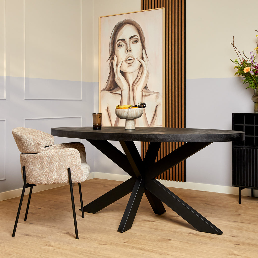 Eetkamertafel Denver Black | Ovaal | 180 cm