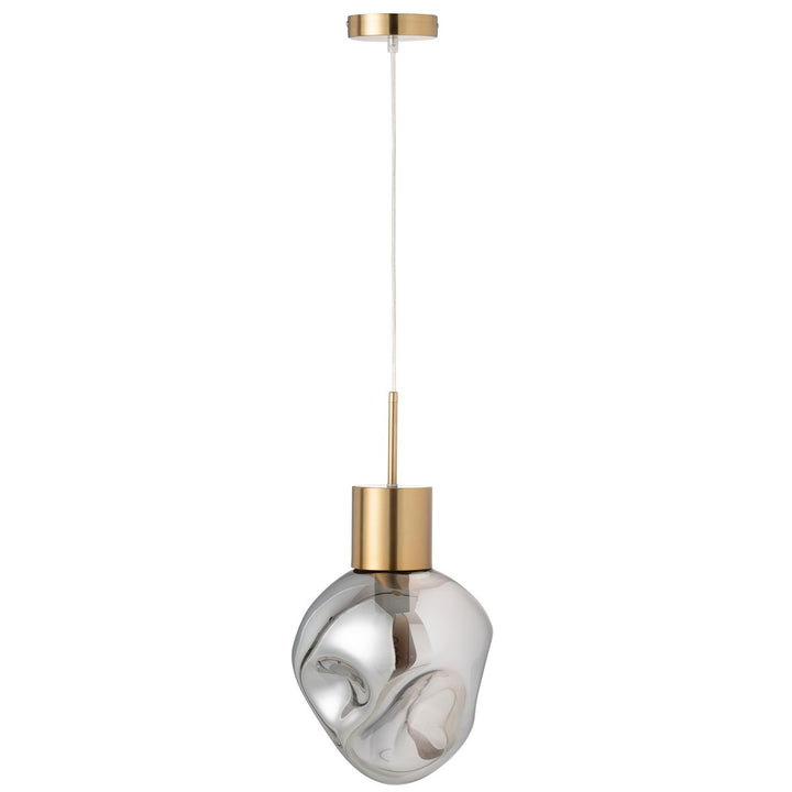 J-Line Hanglamp Goud Metaal Glas Grijs