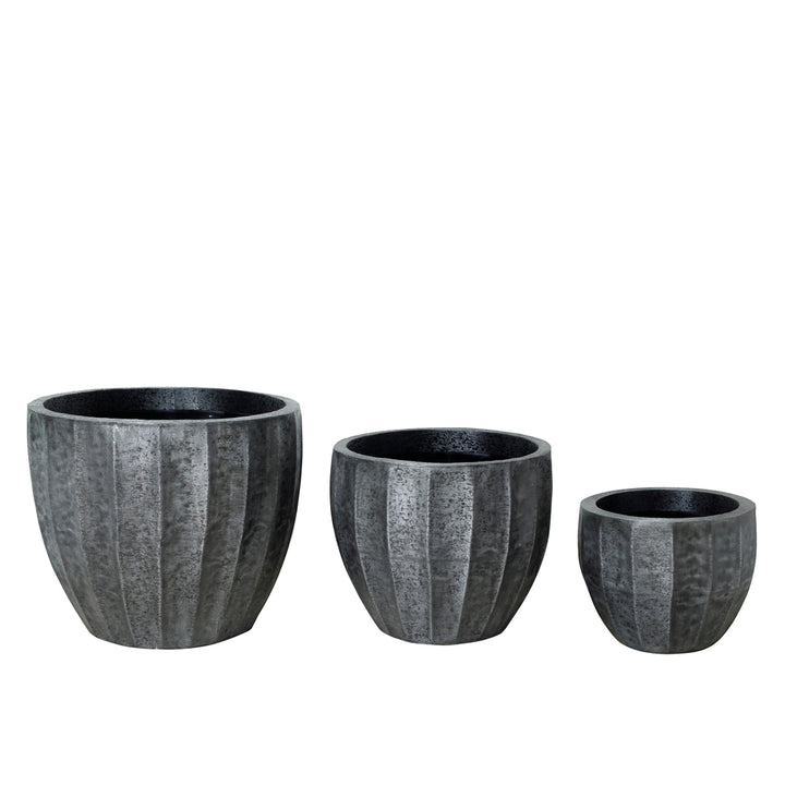 PTMD Eliny Black Brushed Pots Round SV3