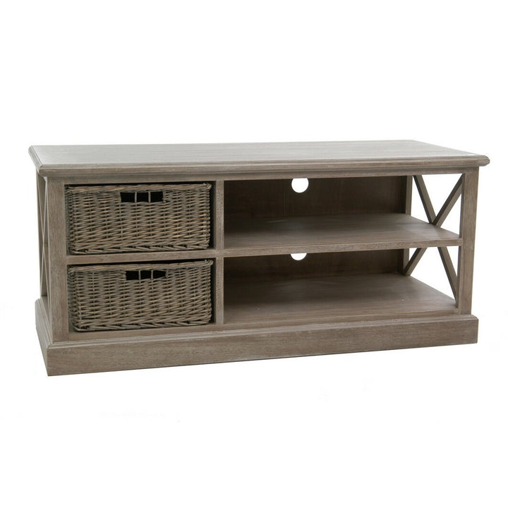 J-Line TV cabinet 2 baskets wood grey natural