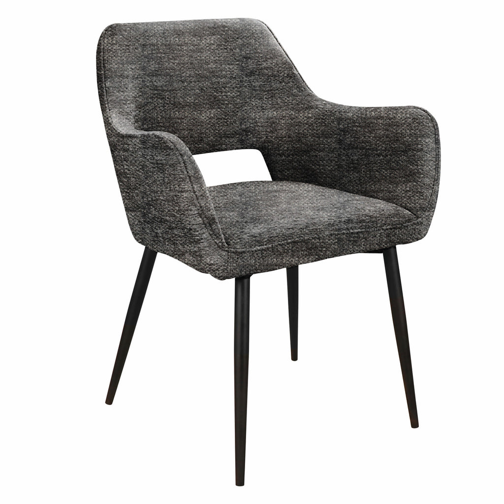 PTMD Fallax Anthracite 456 rib fabric armchair