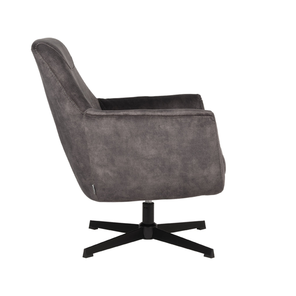 LABEL51 Fauteuil Toby Antraciet Velours