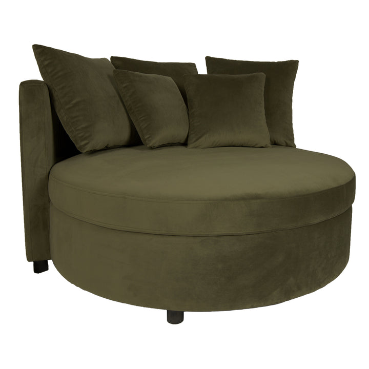 PTMD Fayen Velvet Green Armchair Round