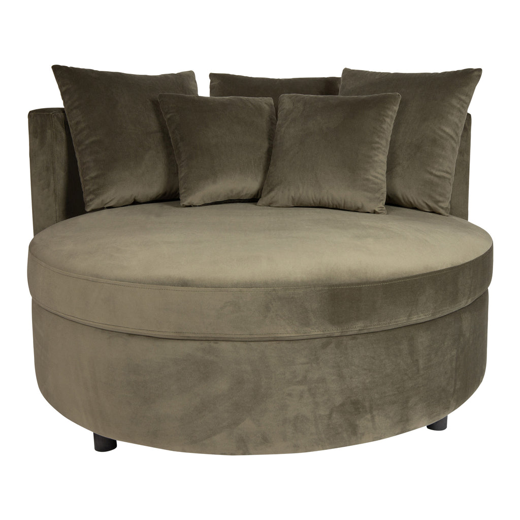 PTMD Fayen Velvet Green Armchair Round