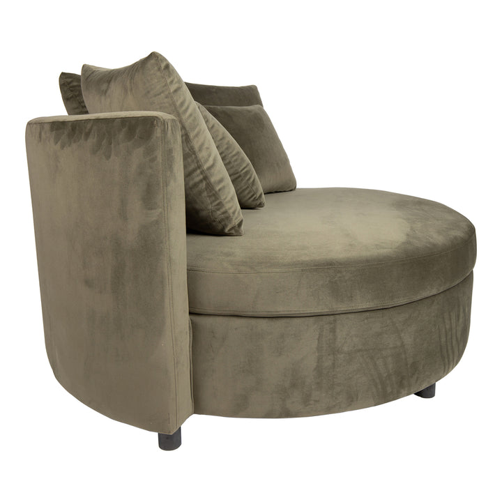 PTMD Fayen Velvet Green Armchair Round