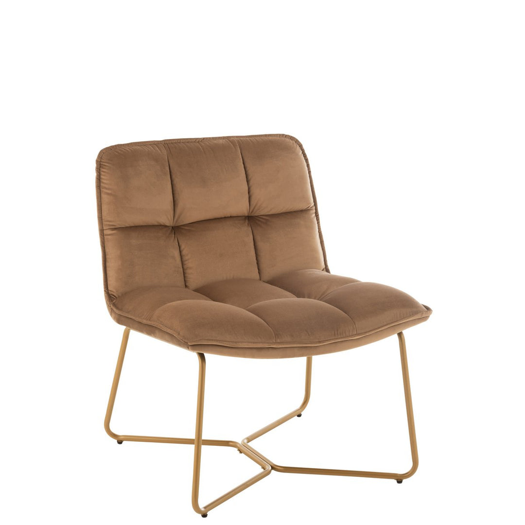 J-Line Lounge chair Lisa Textile Metal Brown