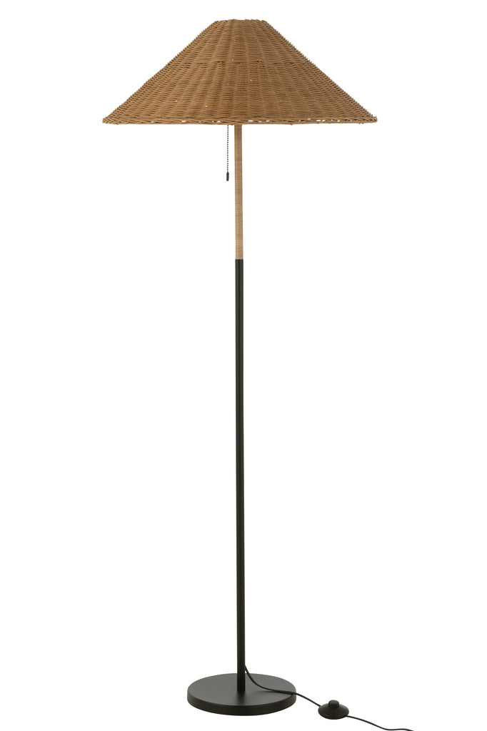 J-Line standing lamp Rattan - Black/Natural