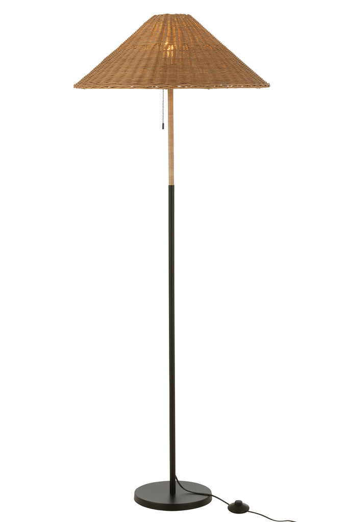 J-Line standing lamp Rattan - Black/Natural