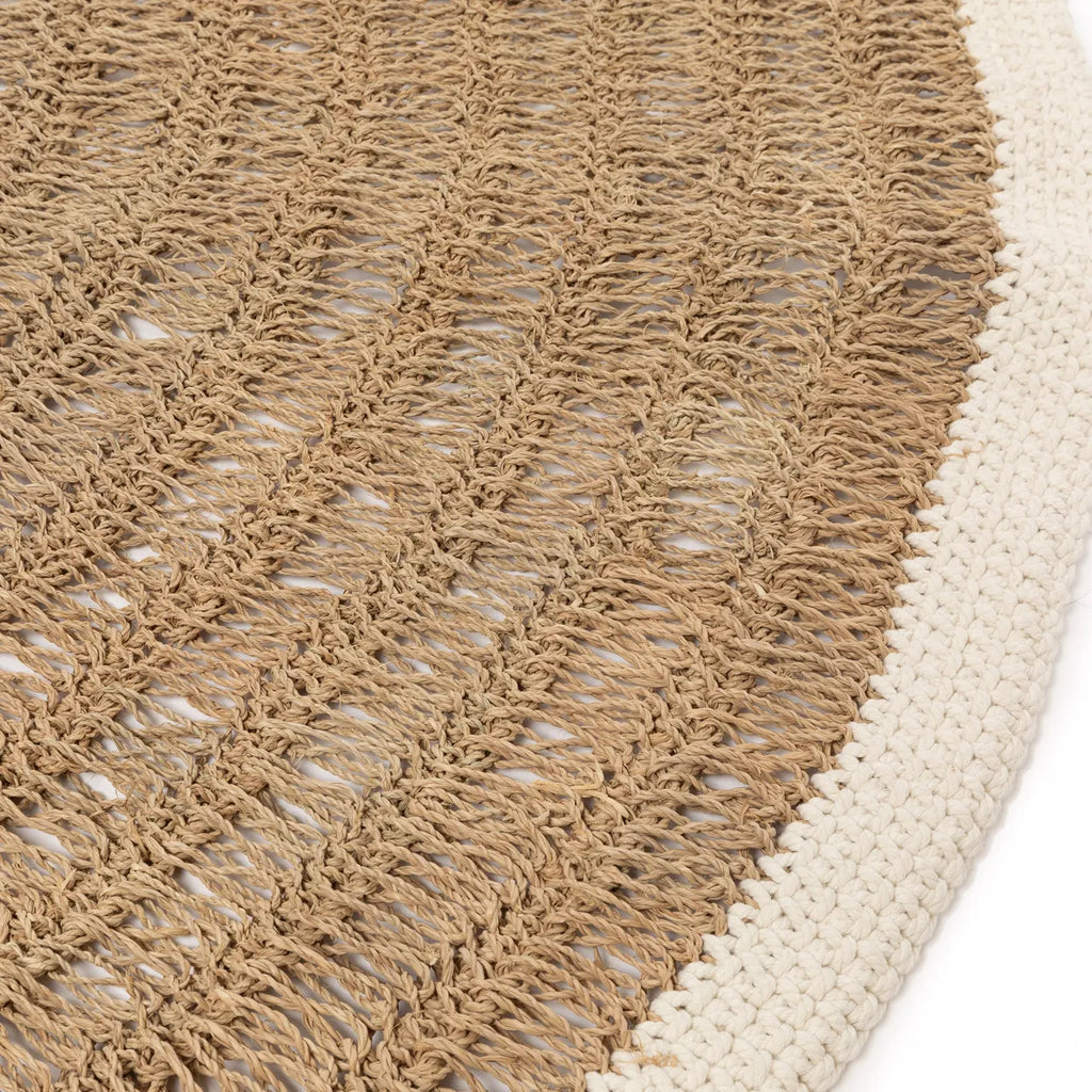 The Seagrass &amp; Cotton Round Carpet Natural White - 150