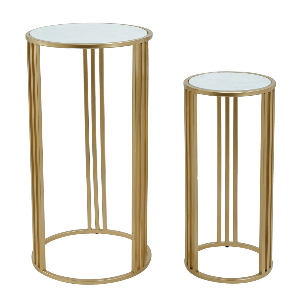 PTMD Side table Lacu Gold Round Stone SV2