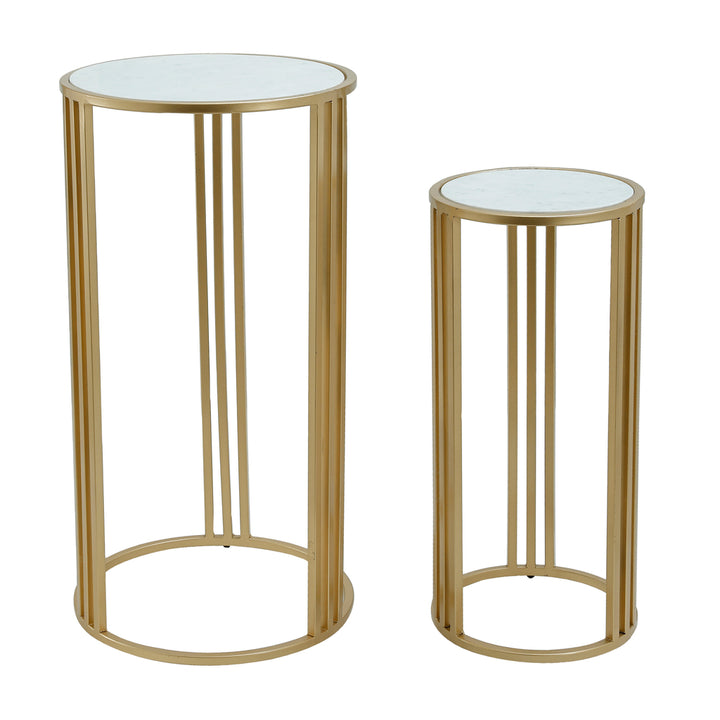 PTMD Side table Lacu Gold Round Stone SV2