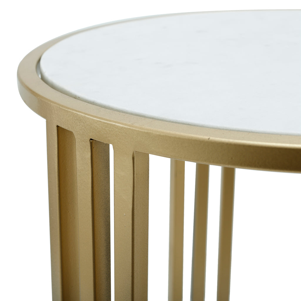 PTMD Side table Lacu Gold Round Stone SV2