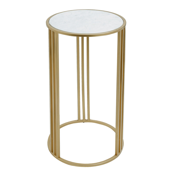 PTMD Side table Lacu Gold Round Stone SV2