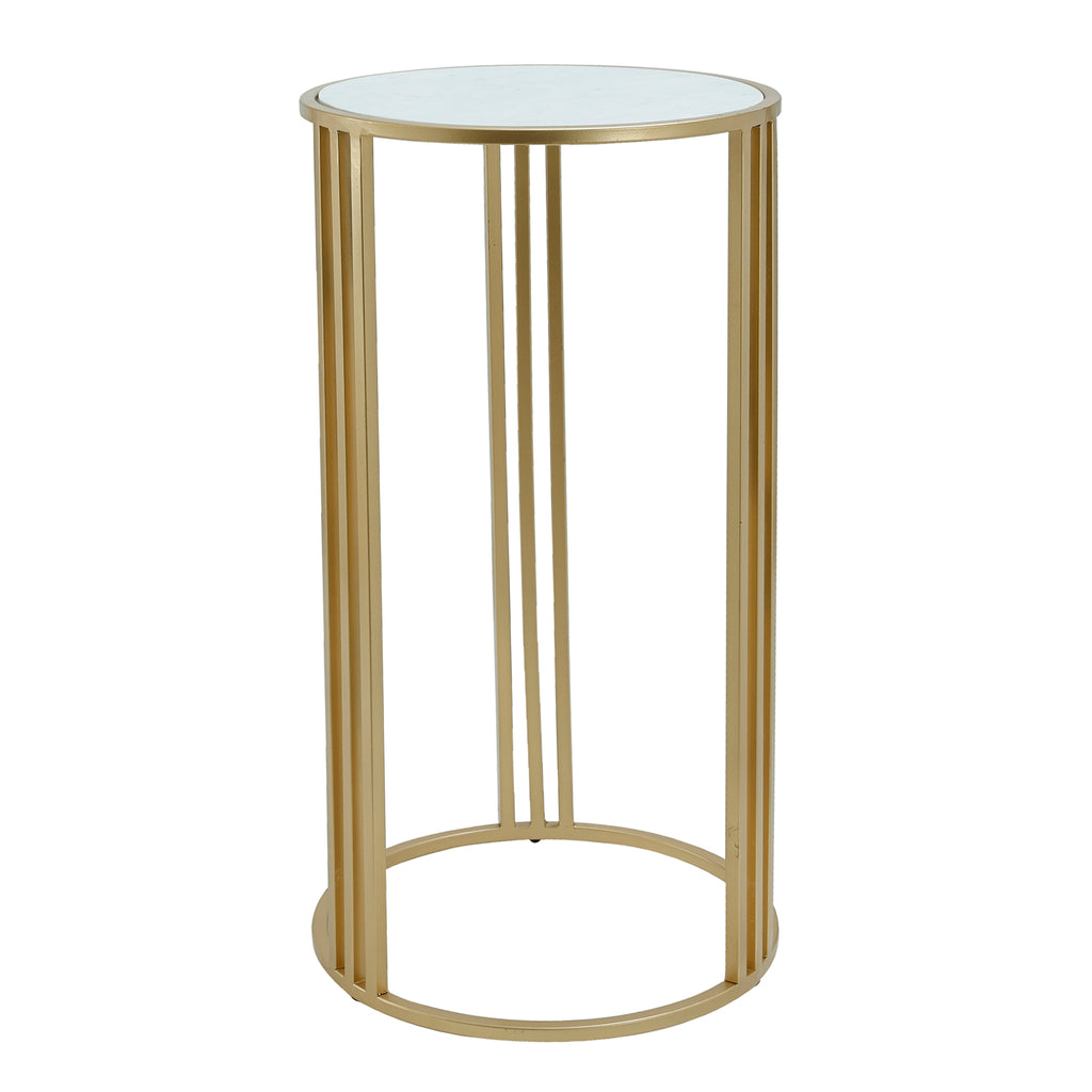 PTMD Side table Lacu Gold Round Stone SV2