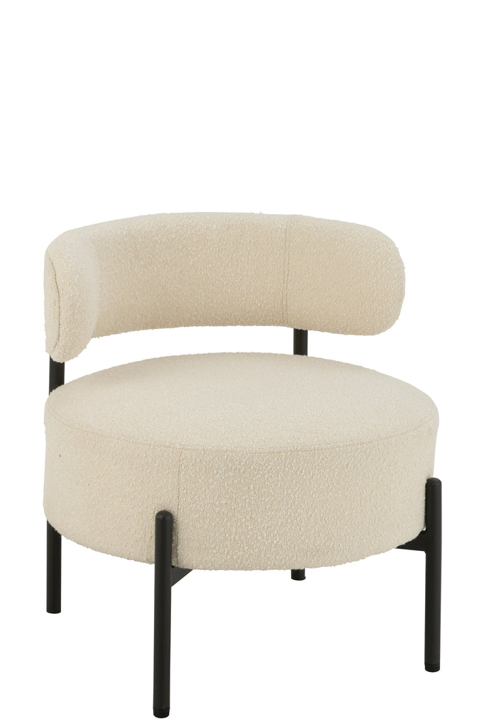 J-Line Lounge chair Bouclé White Black