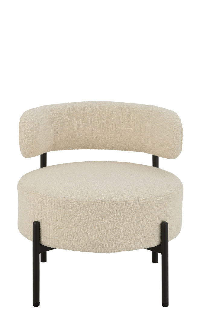 J-Line Lounge chair Bouclé White Black