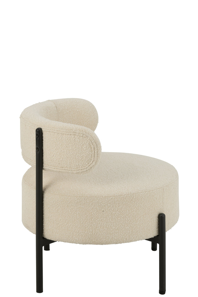 J-Line Lounge chair Bouclé White Black