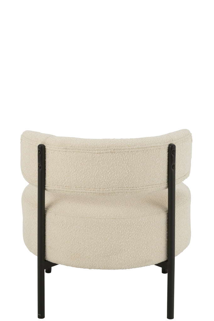 J-Line Lounge chair Bouclé White Black