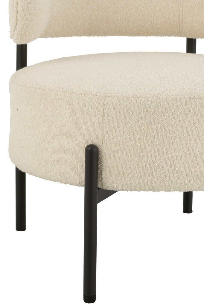 J-Line Lounge chair Bouclé White Black