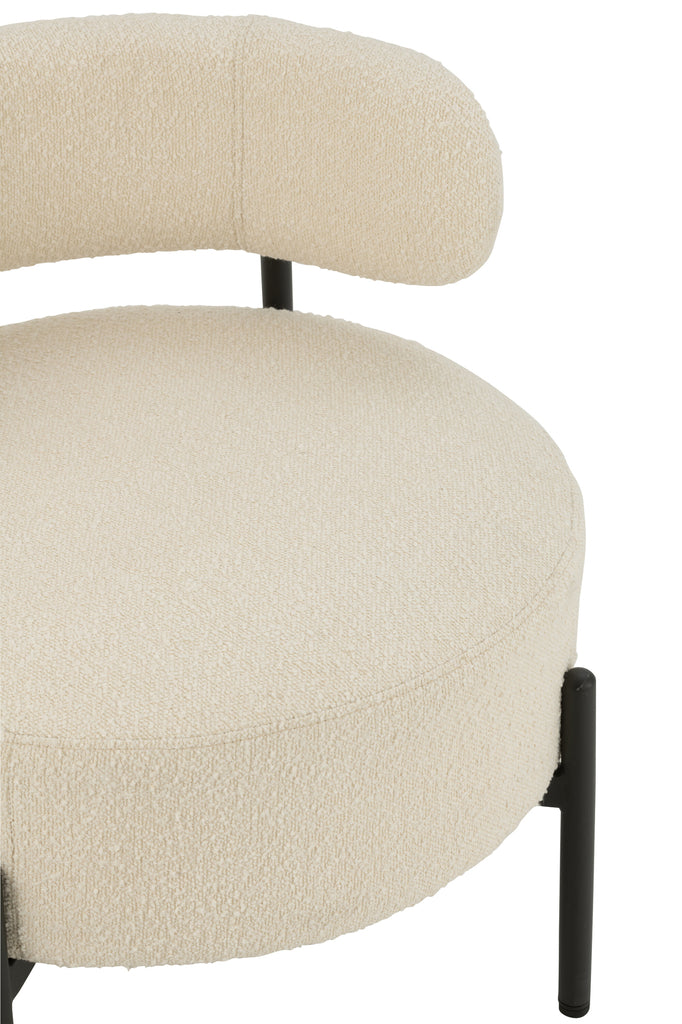 J-Line Lounge chair Bouclé White Black