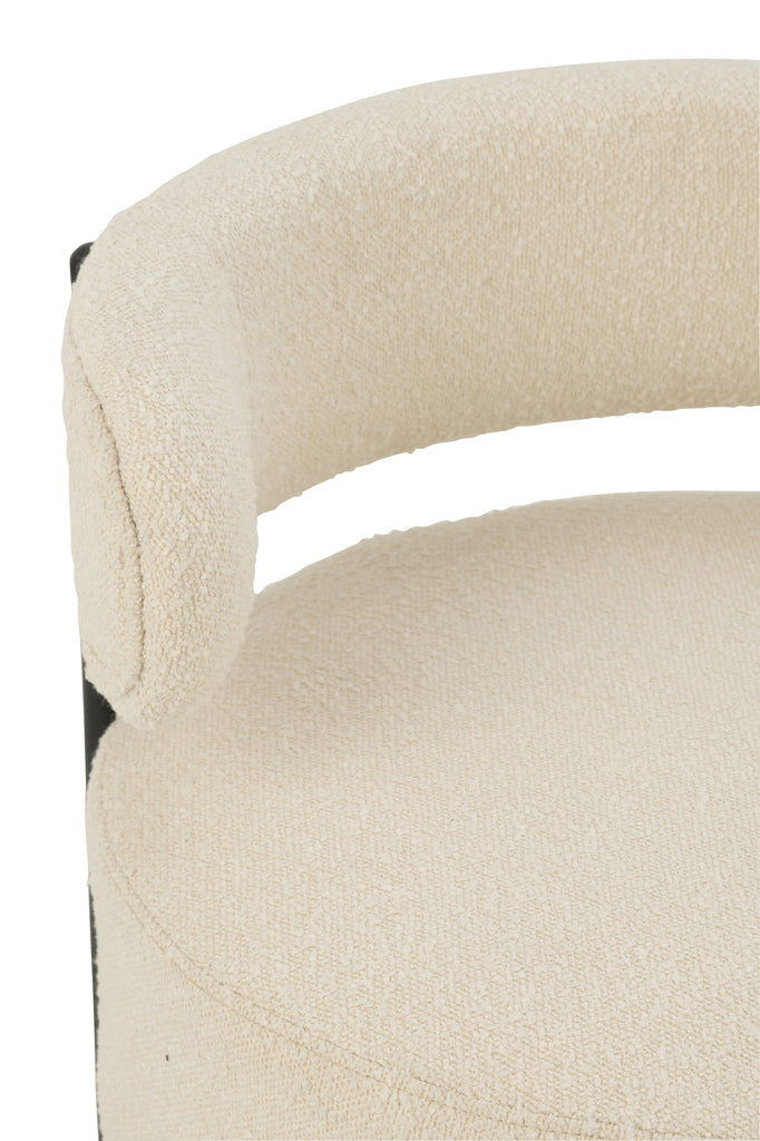 J-Line Lounge chair Bouclé White Black