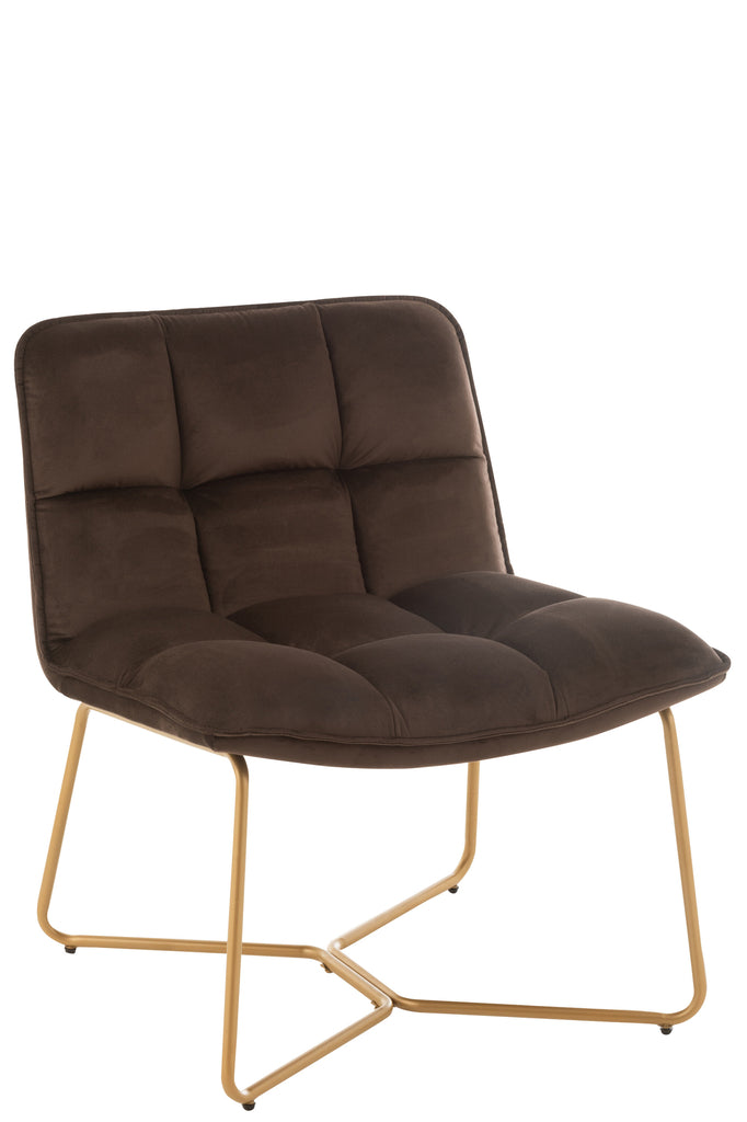 J-Line Lounge Chair Lisa Textil Metall Dunkelbraun