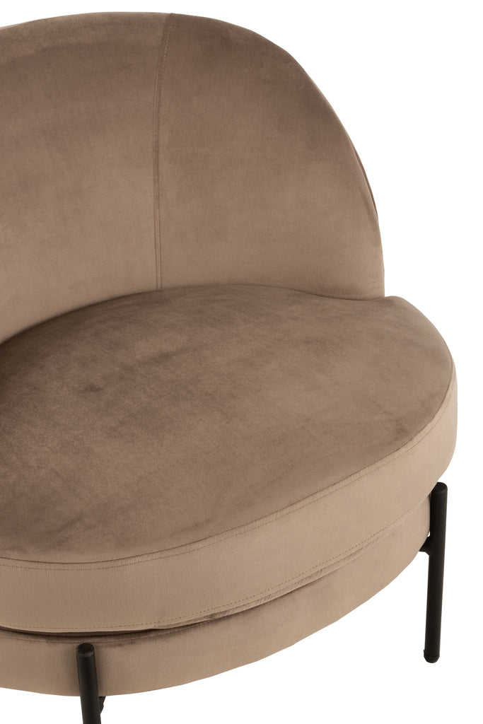 J-Line Lounge Chair Rund Textil Metall Braun