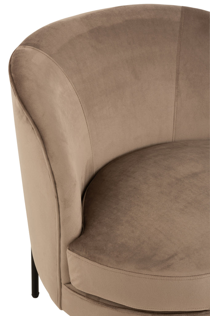 J-Line Lounge Chair Rund Textil Metall Braun