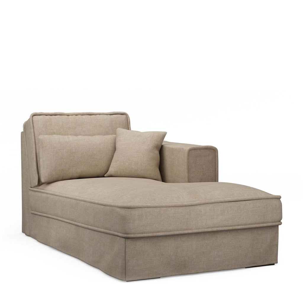 Metropolis Chaise Longue Right washed cotton natural 