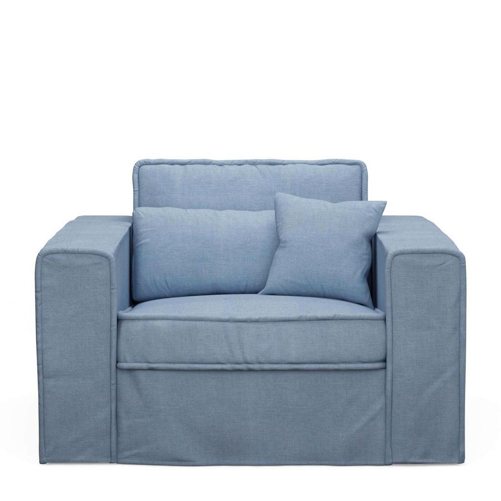 Loveseat Metropolis Ice Blue Washed Cotton 